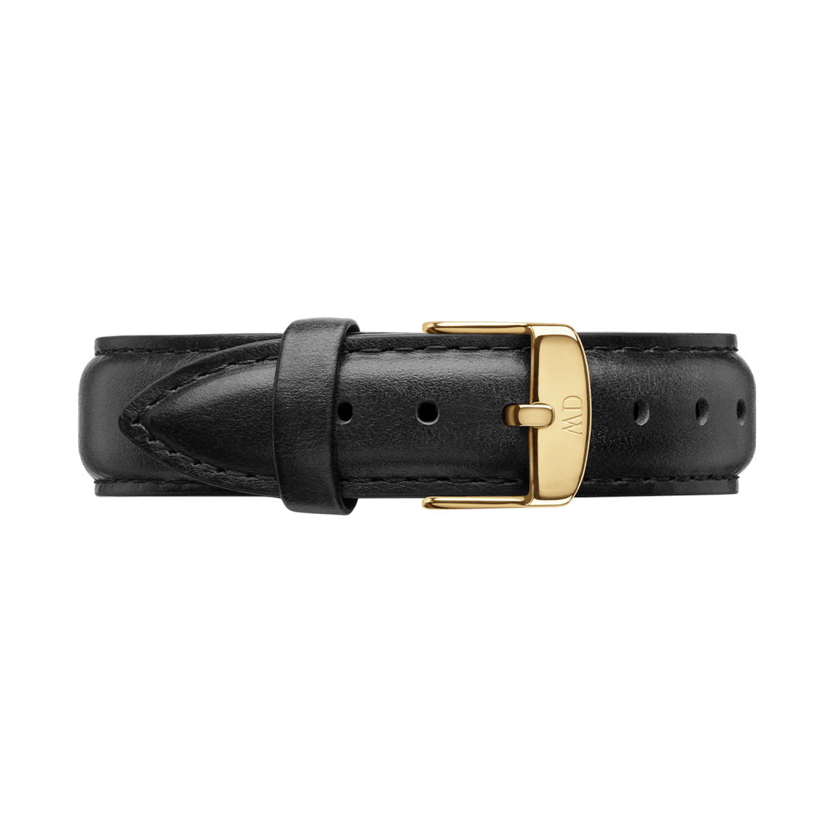 Sheffield Strap Gold featuring genuine black leather with fine stitching and a polished gold-tone buckle, designed for a refined and versatile watch upgrade.