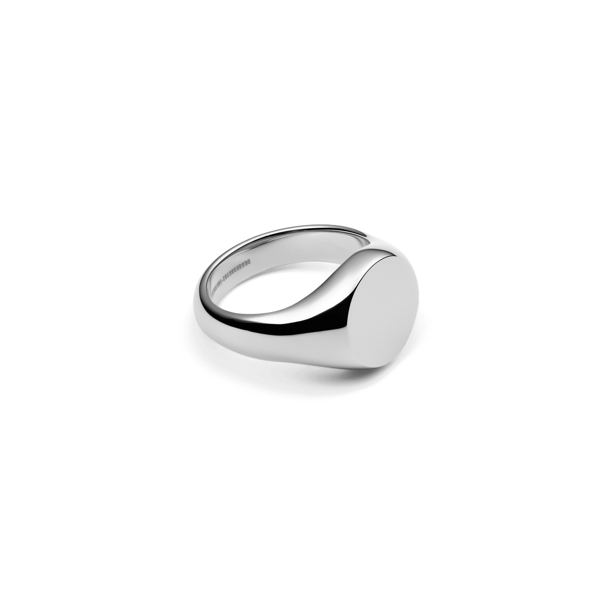Classic Signet Ring Silver with a flat, engravable face and polished stainless steel finish, minimalist unisex design.