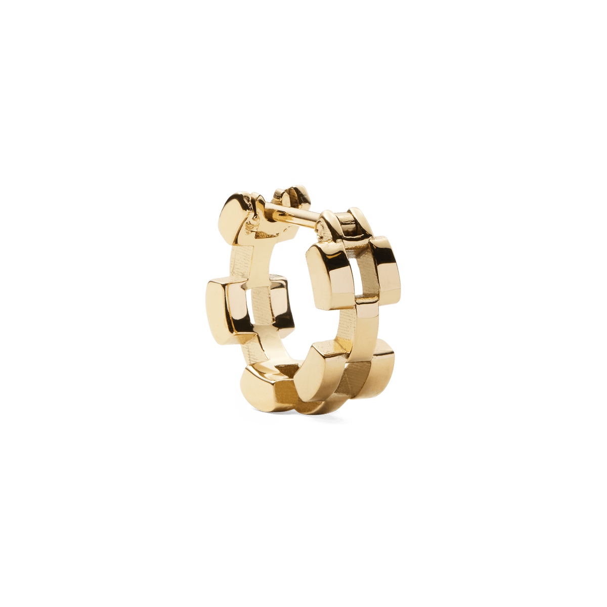 Single Daniel Wellington 3-Link gold earring featuring three sculpted, polished links with geometric gaps and a secure fastening.