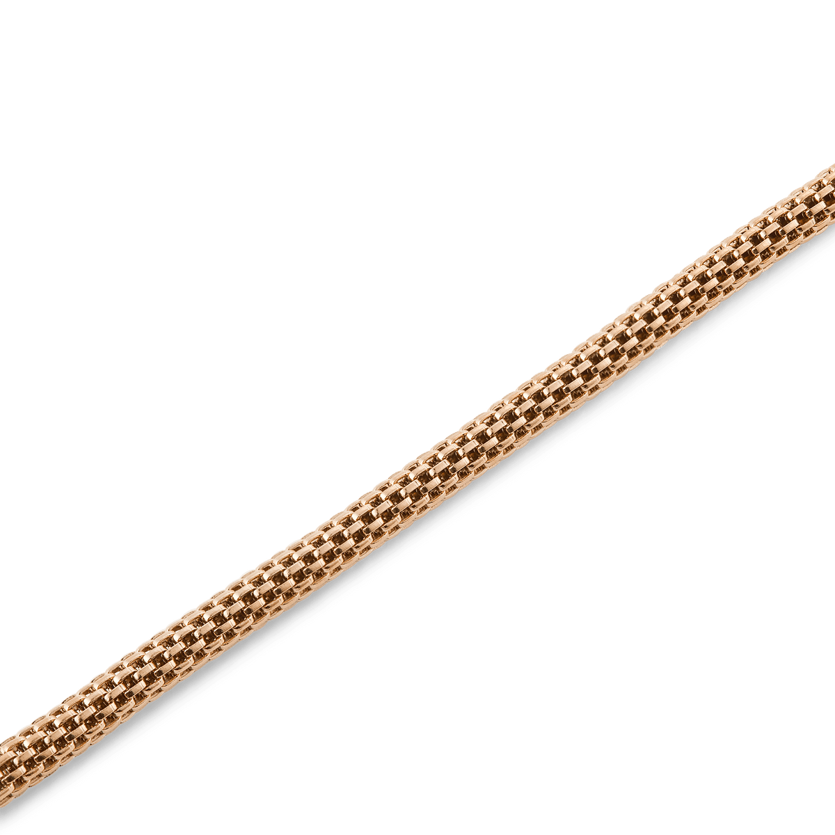Detail of the Tide Mesh Bracelet Melrose 2.8 highlighting its slim 2.8 mm rose gold mesh chain with a refined, elegant finish.