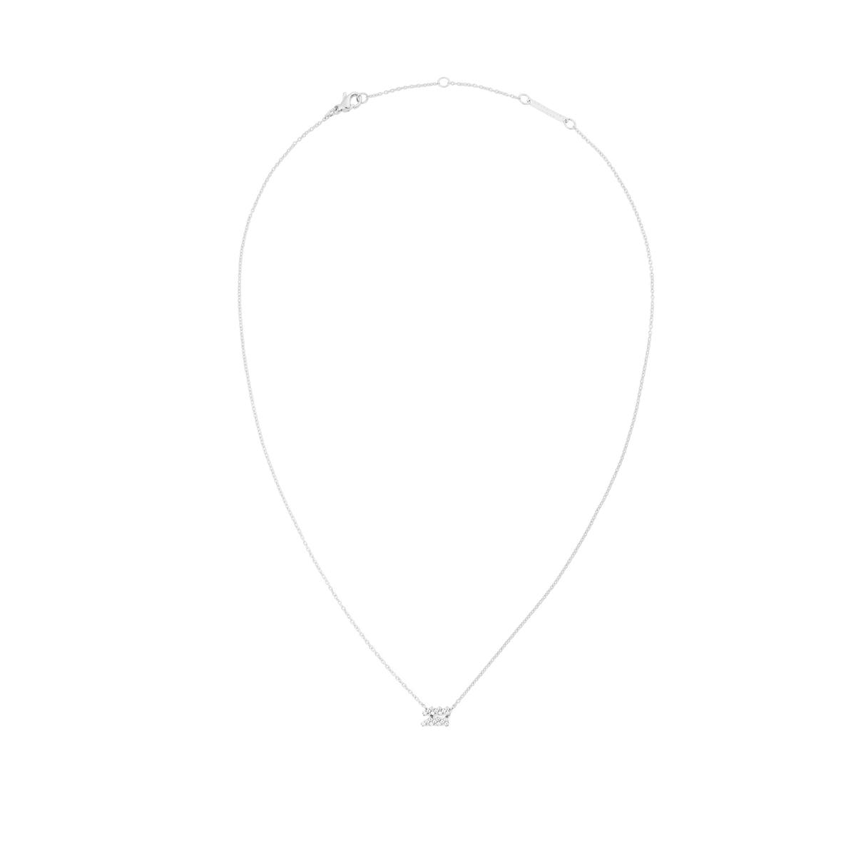 Crystal Zodiac Chain Necklace Silver featuring a delicate silver chain with a sparkling Aquarius pendant set with hand-cut crystals.