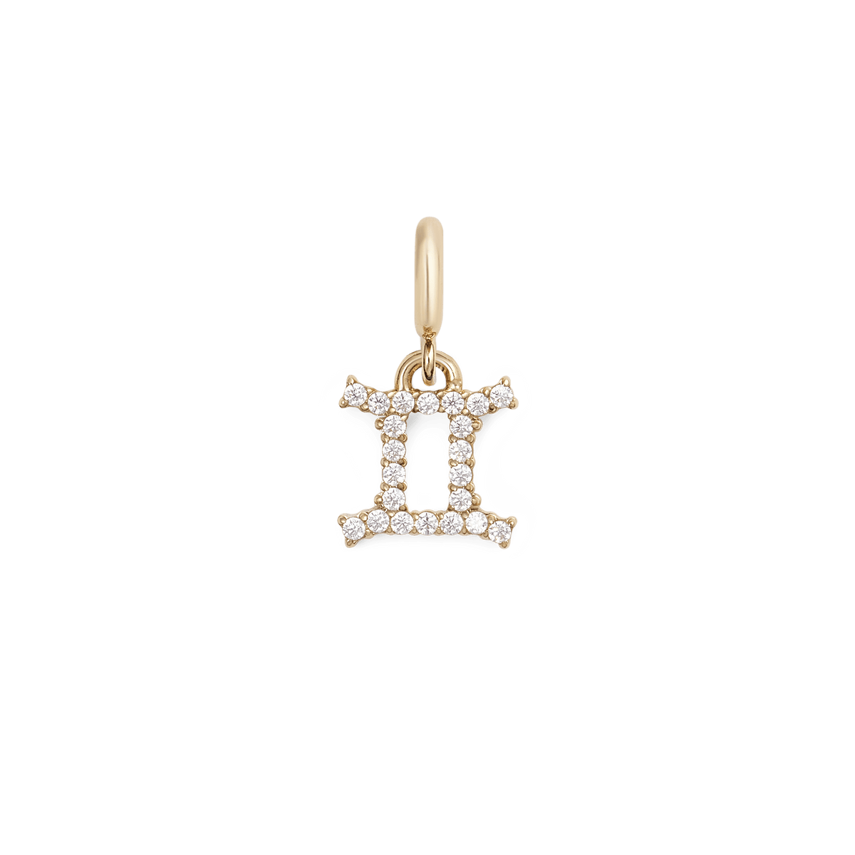 Gold Gemini zodiac watch charm featuring sparkling cubic zirconia crystals in a claw setting, designed for the Daniel Wellington Quadro Zodiac strap.