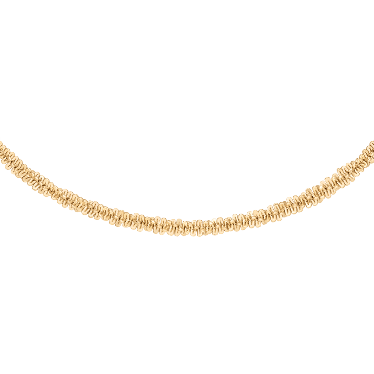 Gold twisted chain necklace with a rope-inspired design, crafted from stainless steel and finished with a polished gold sheen.