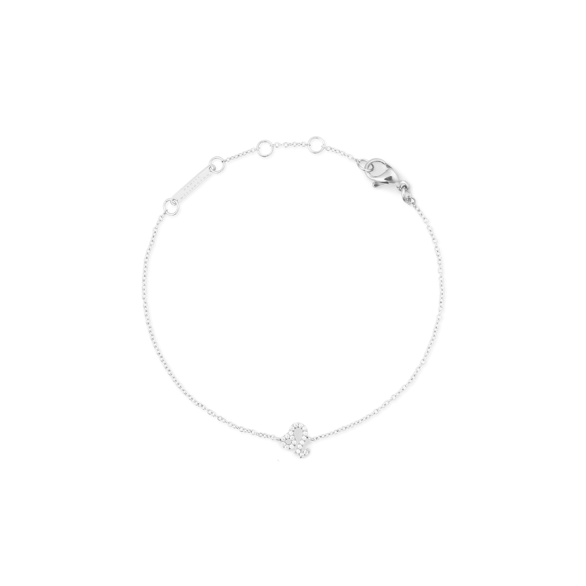 Delicate silver chain bracelet with an adjustable fit, featuring a sparkling cubic zirconia Leo zodiac charm at the centre.