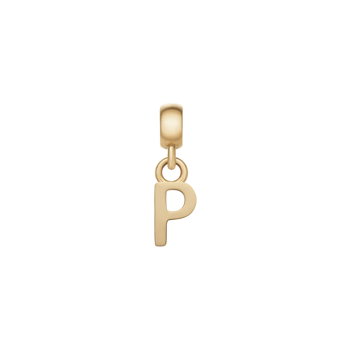 Gold letter P charm with a refined, polished finish and an adjustable clasp, perfect for personalising your favourite bracelet or necklace.
