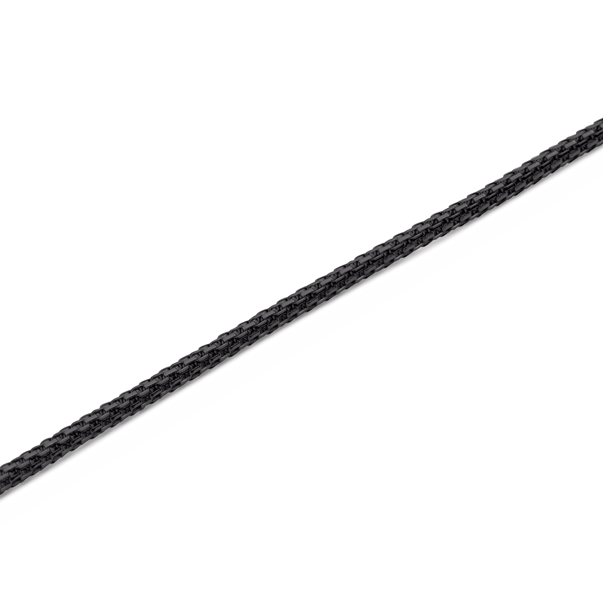 Close-up of the Tide Mesh Necklace Black 1.8, highlighting its fine black stainless steel mesh chain and contemporary textured finish.