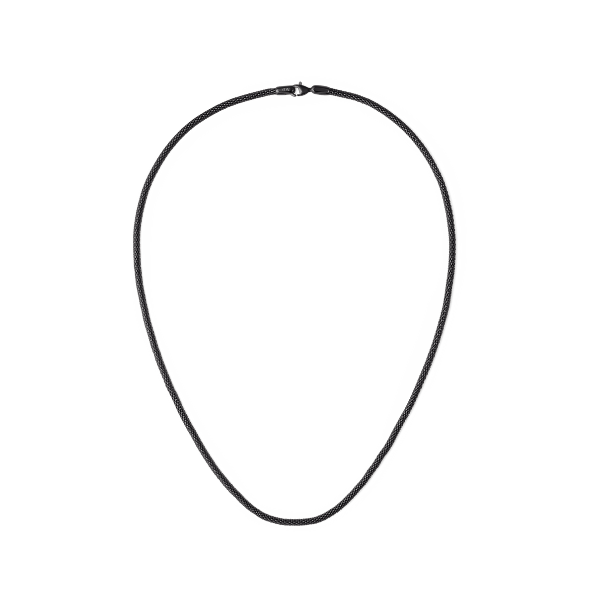Sleek black mesh necklace crafted from 316L stainless steel, featuring a minimalist chain design with a secure lobster clasp.