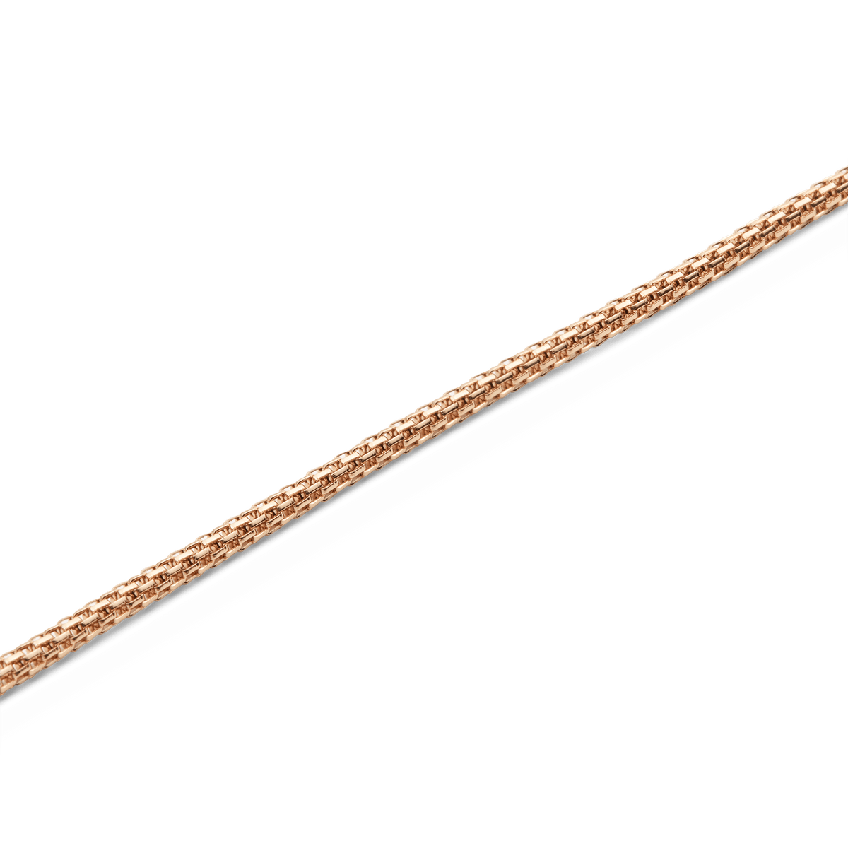 Close-up of the Tide Mesh Necklace Rose Gold 1.8, showing the intricate mesh chain design in polished rose gold-plated stainless steel.