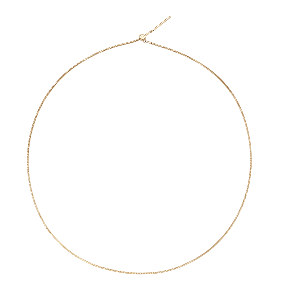 Elegant Charms Snake Bracelet G featuring a slender gold snake chain with an adjustable sliding clasp, designed for a comfortable and personalised fit.