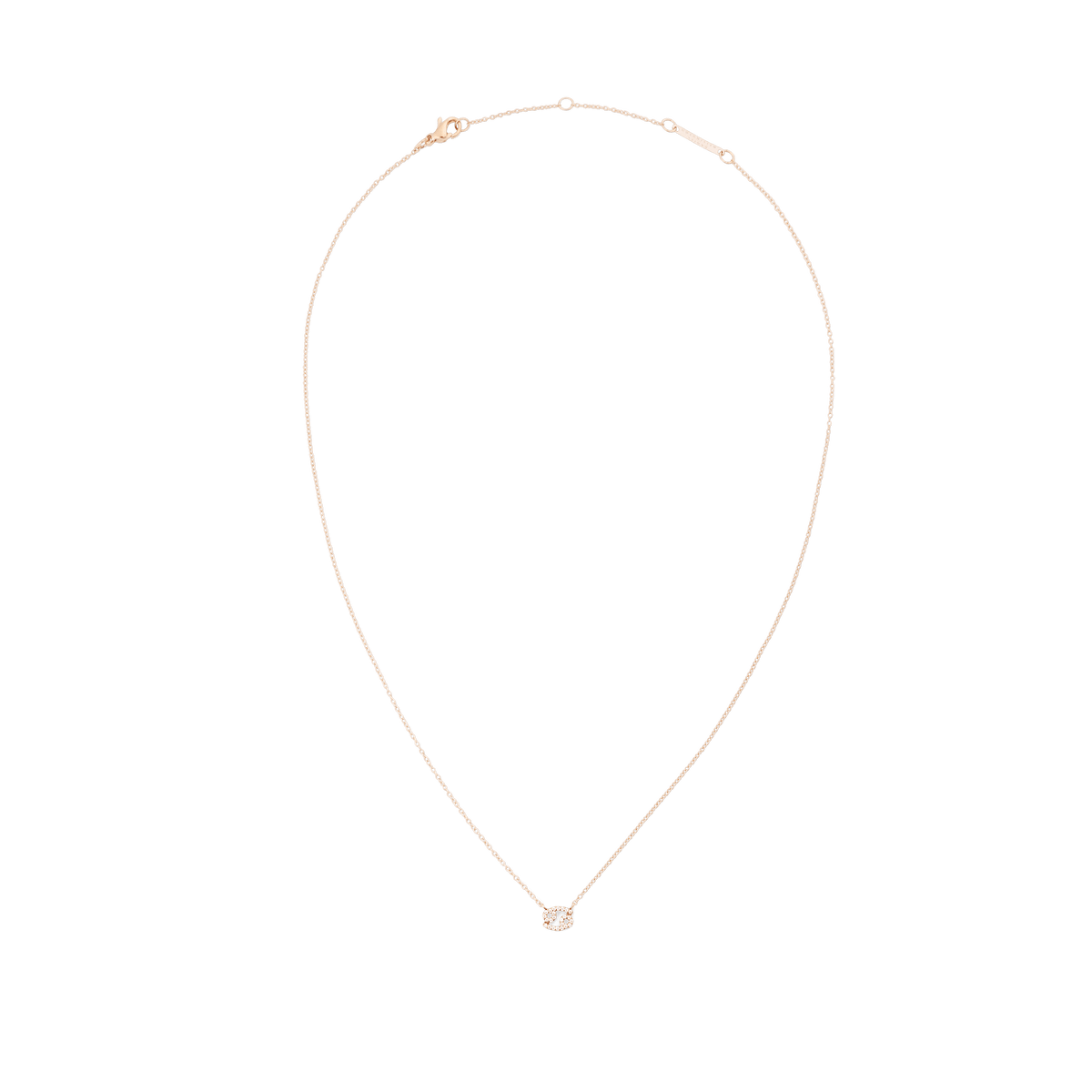 Slim rose gold chain necklace with an adjustable length, featuring a sparkling crystal zodiac pendant at the centre.