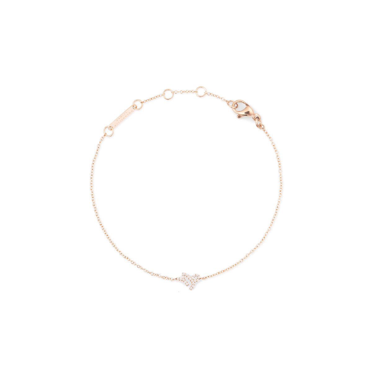 Rose gold chain bracelet with an adjustable clasp, featuring a crystal-set Capricorn zodiac pendant in a delicate design.