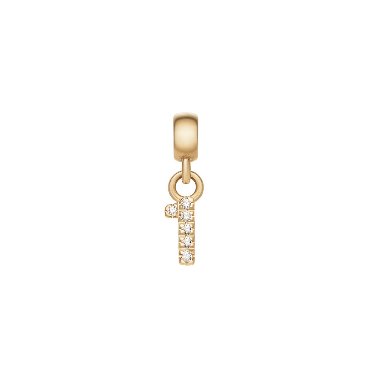 Crystal Number Charm Gold featuring the number 1, crafted in gold-plated stainless steel and set with sparkling cubic zirconia stones.