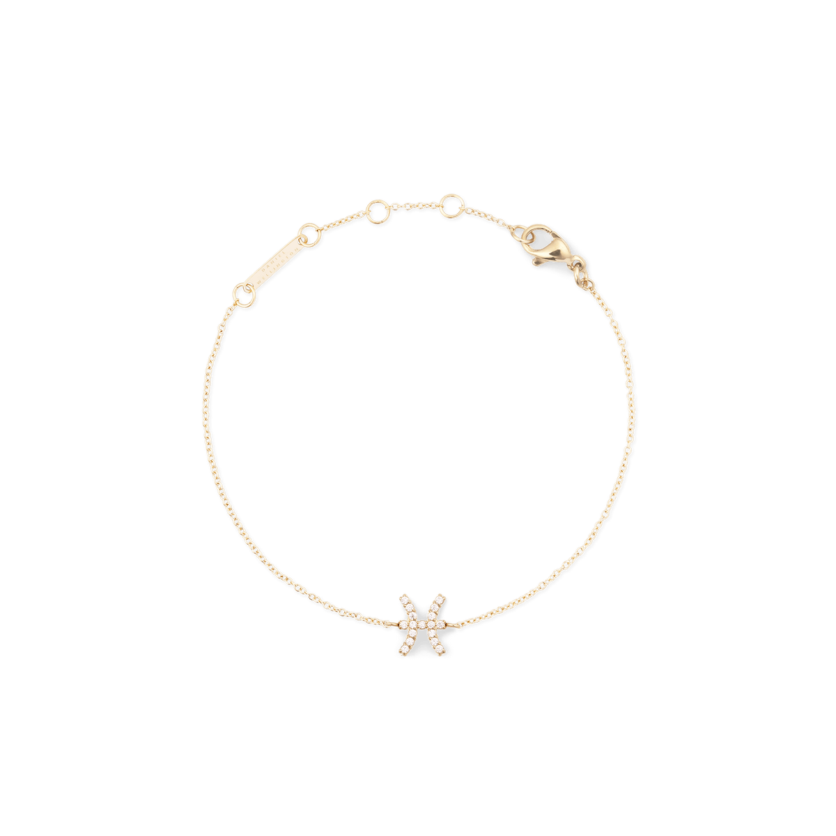Crystal Zodiac Chain Bracelet Gold featuring a fine adjustable gold chain and a sparkling Pisces zodiac pendant at the centre.