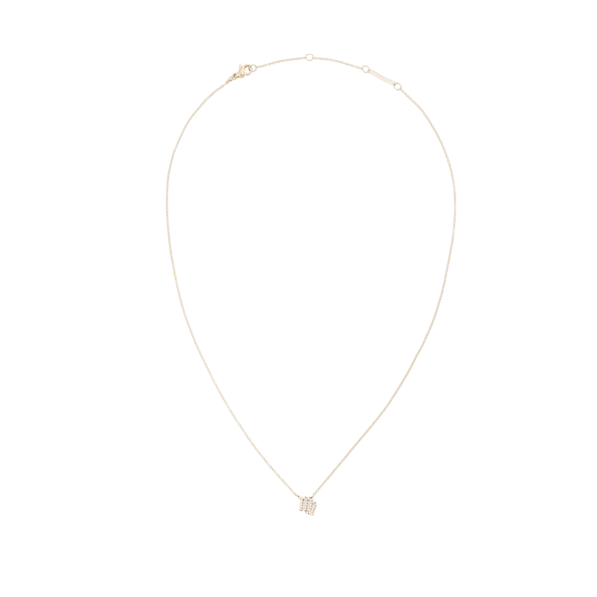 Delicate gold chain necklace with an adjustable length, featuring a crystal-encrusted Virgo zodiac pendant at the centre.