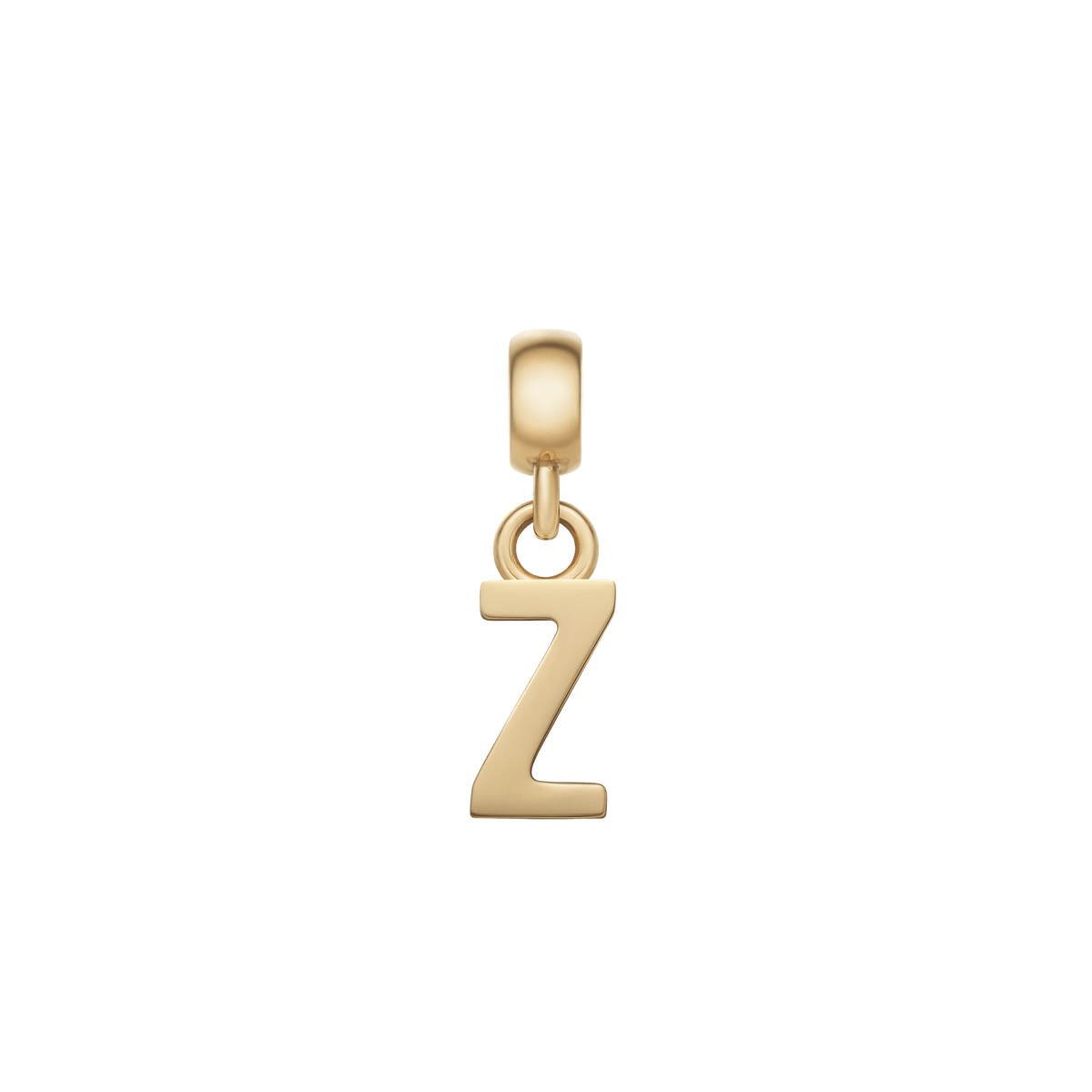 Gold letter “Z” charm with a polished, minimalist design, crafted from stainless steel with PVD gold plating and an adjustable clasp for easy personalisation of bracelets or necklaces.