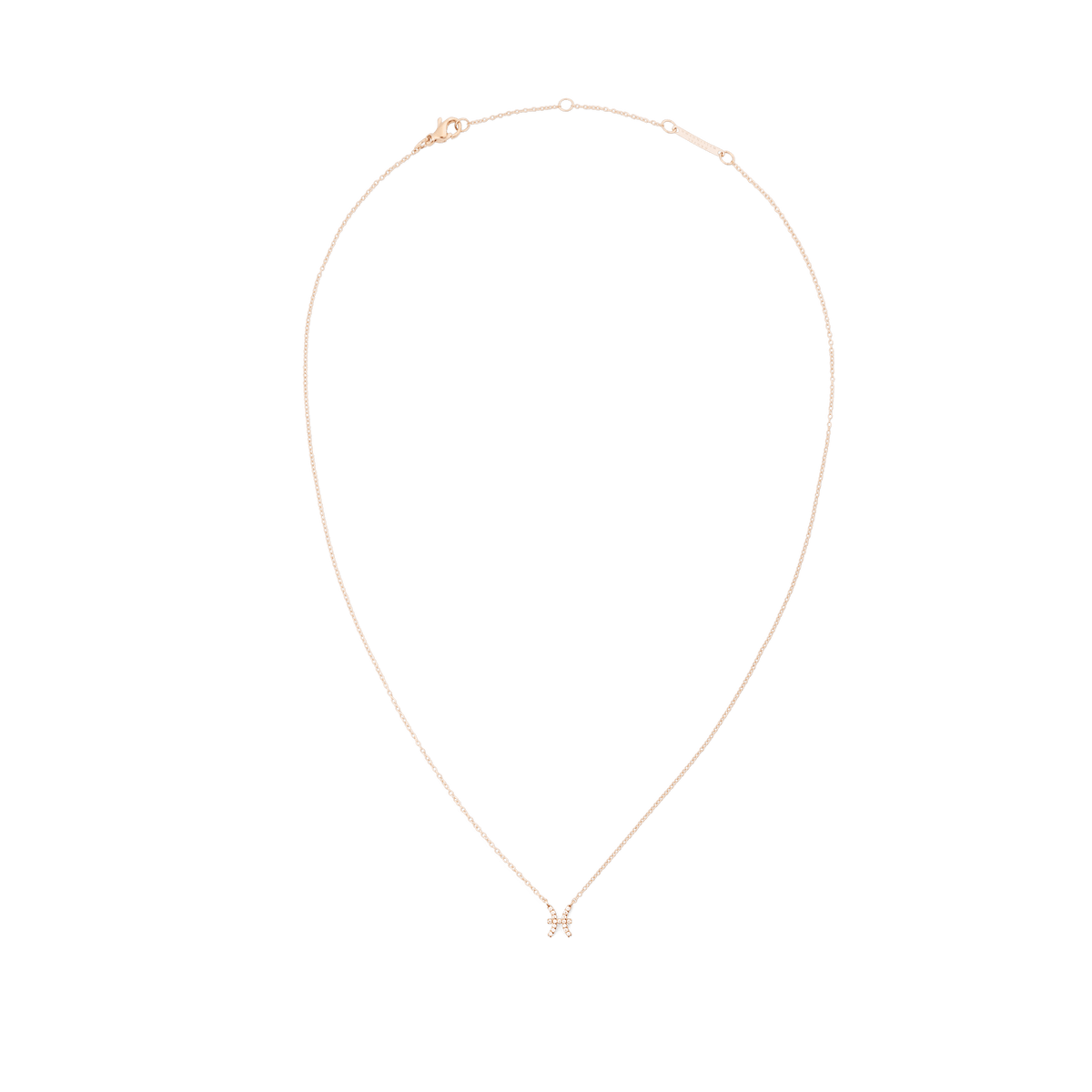Delicate rose gold chain necklace with an adjustable length, featuring a sparkling Pisces zodiac pendant at the centre.