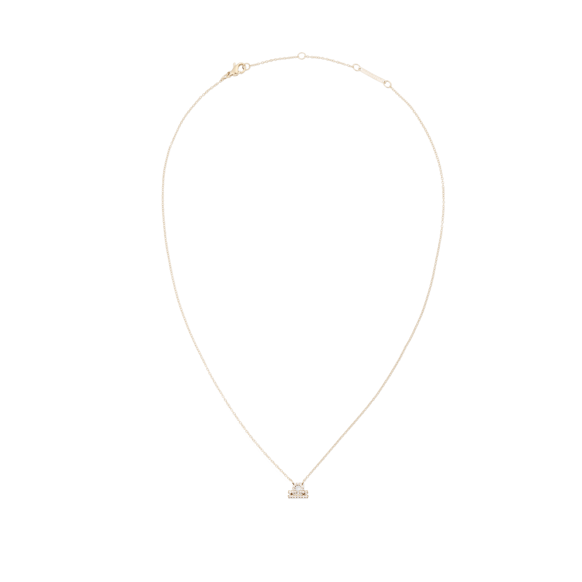 Delicate gold chain necklace with an elegant zodiac pendant, adorned with sparkling crystals and finished in polished PVD gold plating.