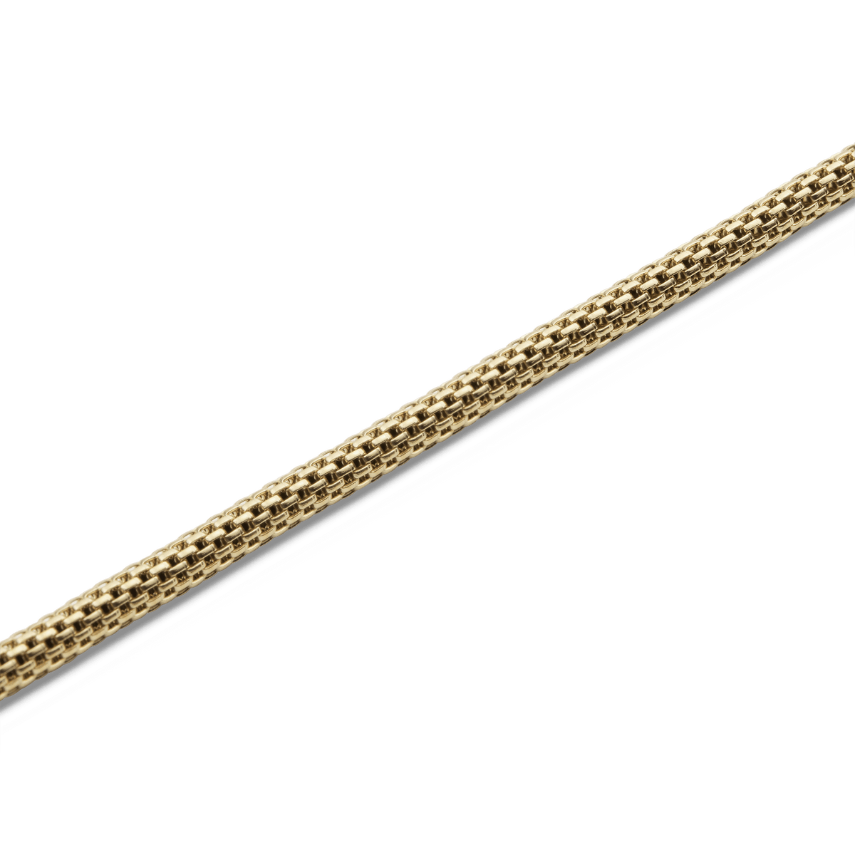 Close-up of the Tide Mesh Necklace Gold 2.8, highlighting the intricate gold mesh chain crafted from 316L stainless steel with a polished PVD gold finish.