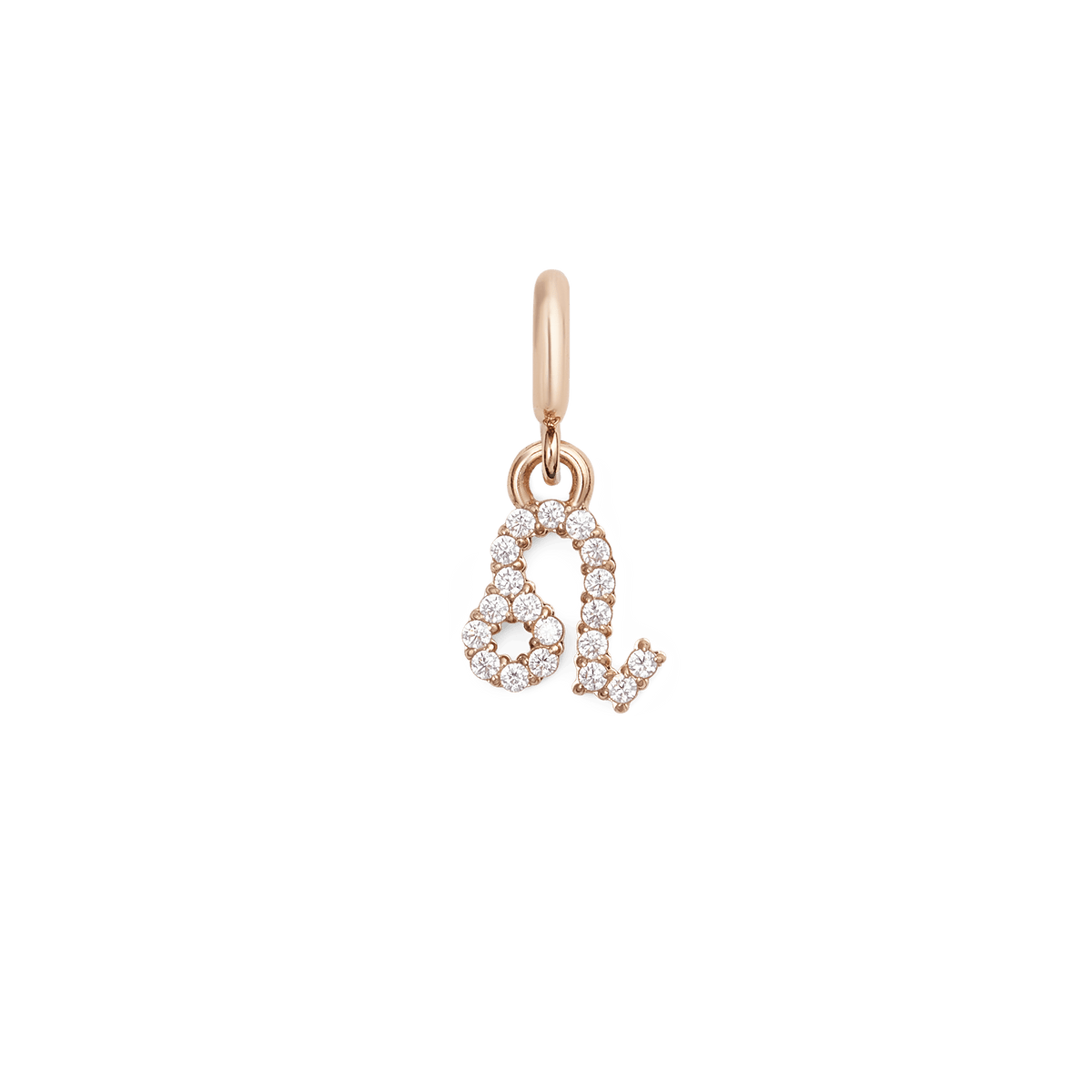 Rose gold Leo zodiac watch charm featuring the Leo symbol in sparkling cubic zirconia, crafted from stainless steel with a polished, elegant finish.