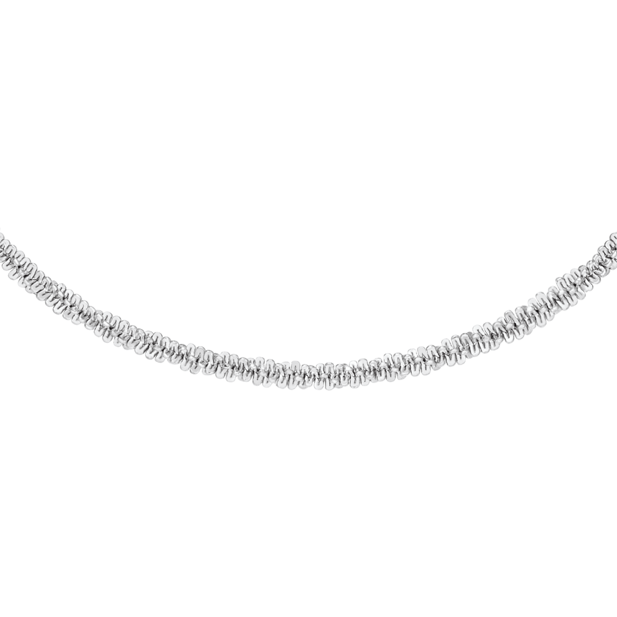 Polished silver twisted chain necklace crafted from 316L stainless steel, featuring a distinctive textured design and a refined, modern finish.