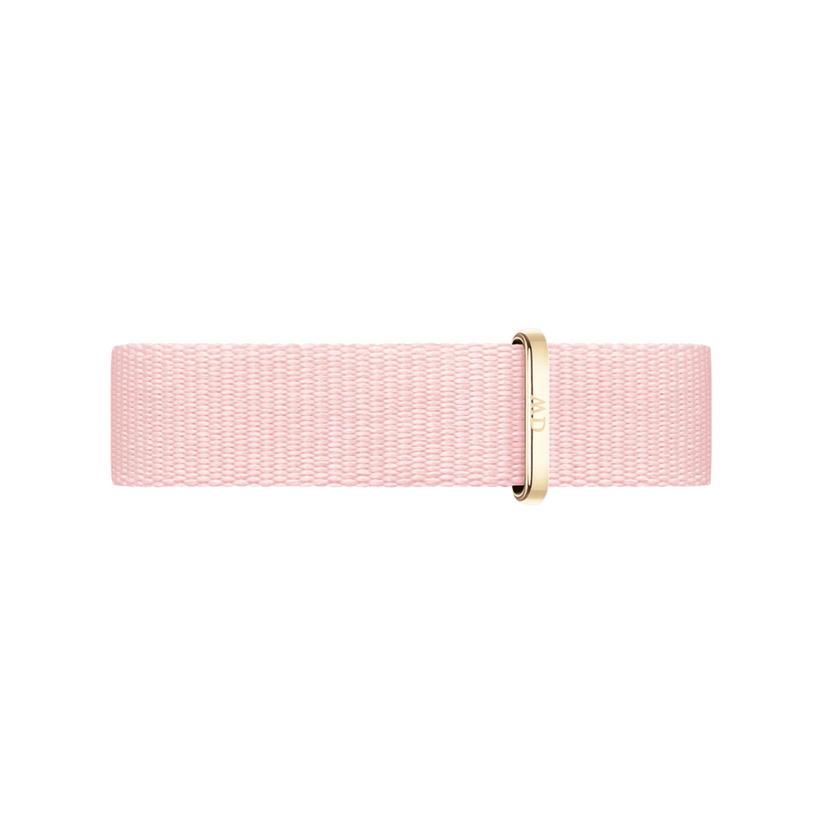 Pastel pink Rosewater Strap Gold by Daniel Wellington, crafted from recycled polyester with a gold-tone buckle and minimalist detailing, designed to fit a range of watch sizes.