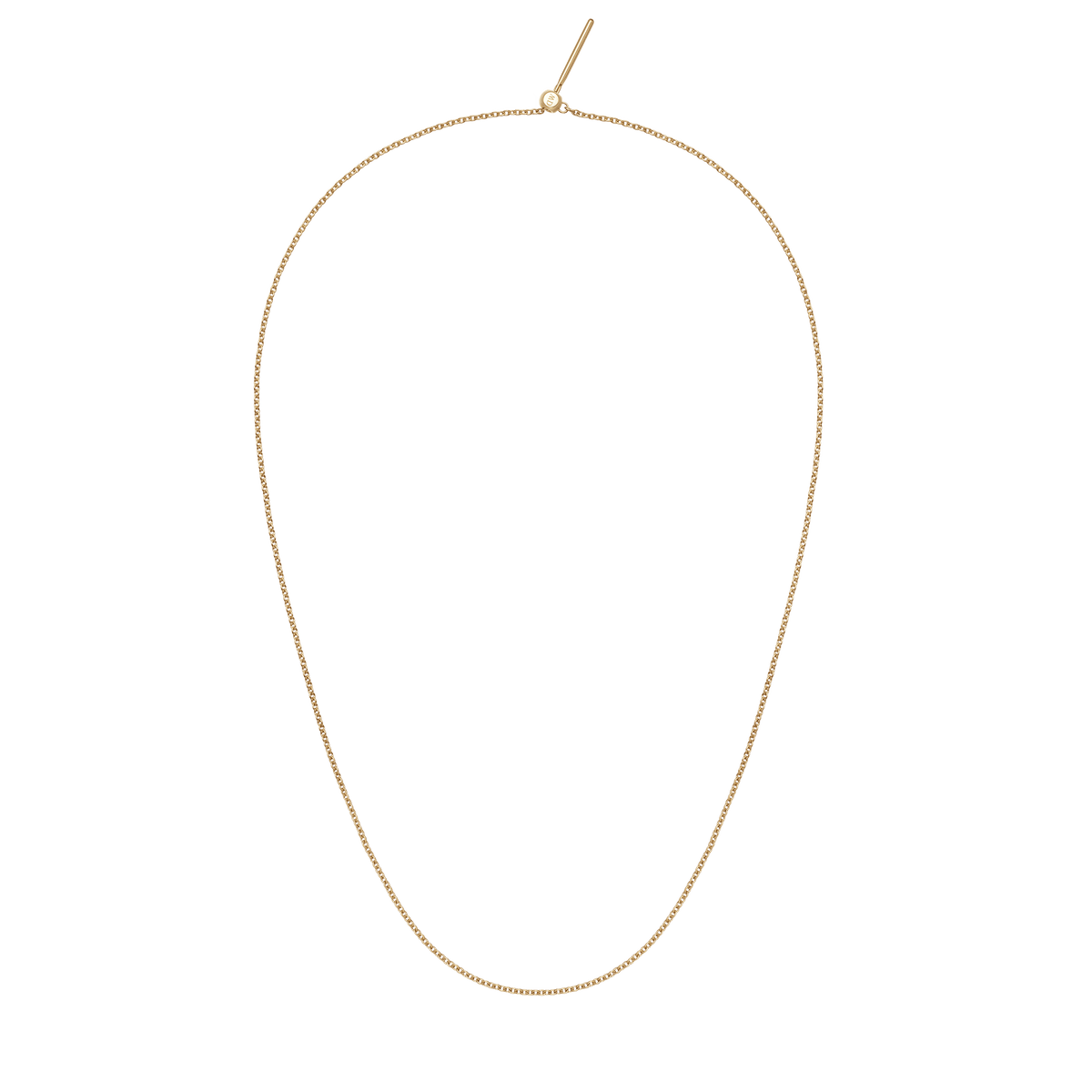 Charms Chain Necklace G in gold PVD-plated stainless steel, featuring a classic oval link design and an adjustable sliding clasp for a custom fit.