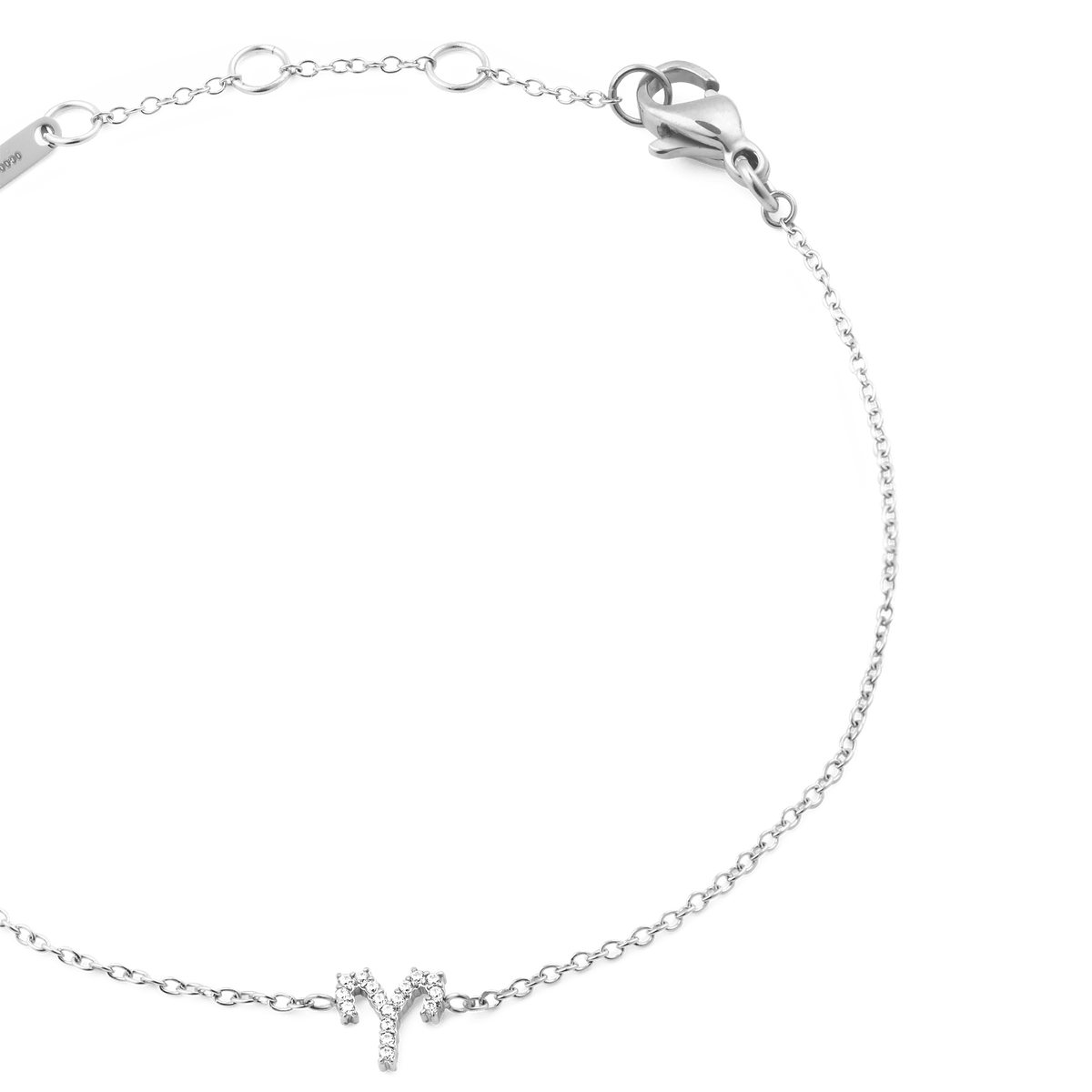 Crystal Zodiac Chain Bracelet Silver with an adjustable chain and an Aries zodiac charm set with sparkling cubic zirconia crystals.