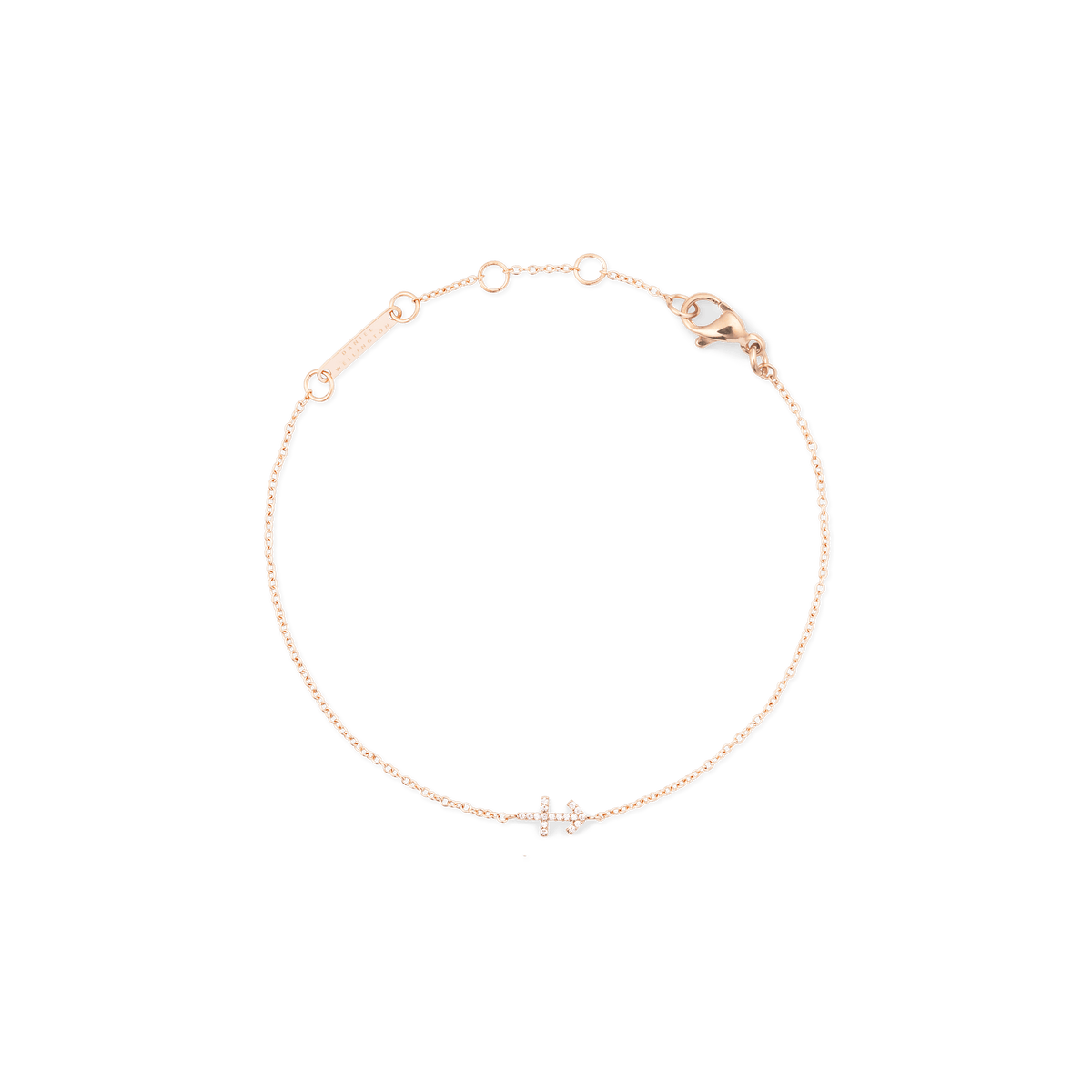 Rose gold Crystal Zodiac Chain Bracelet featuring an adjustable fine chain and a crystal-encrusted zodiac pendant.
