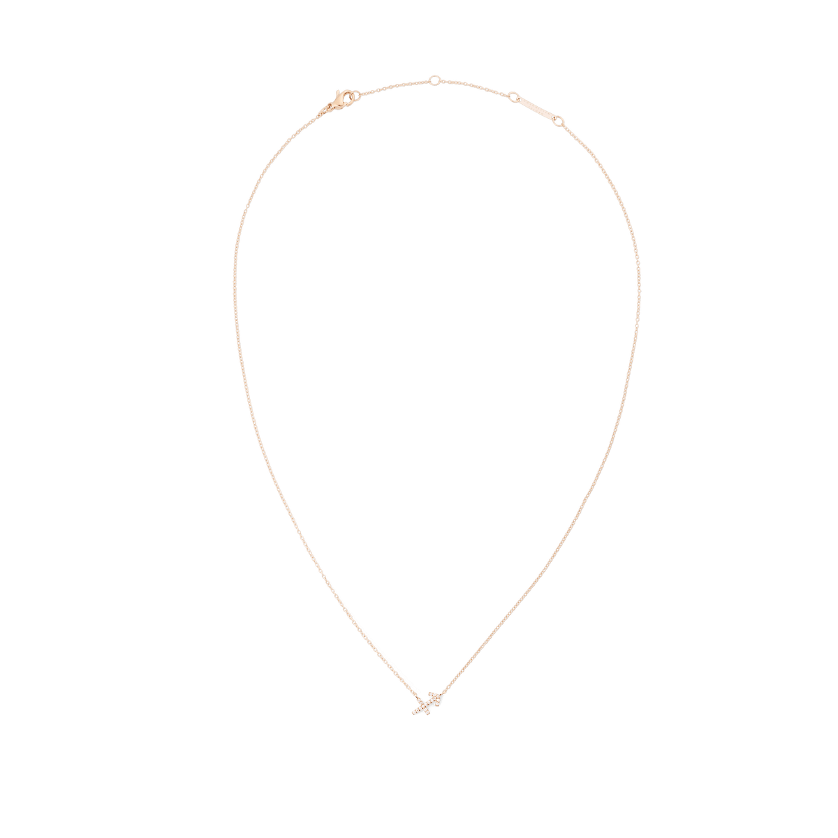 Slim rose gold chain necklace with an adjustable length, featuring a sparkling crystal-set Sagittarius zodiac pendant at the centre.