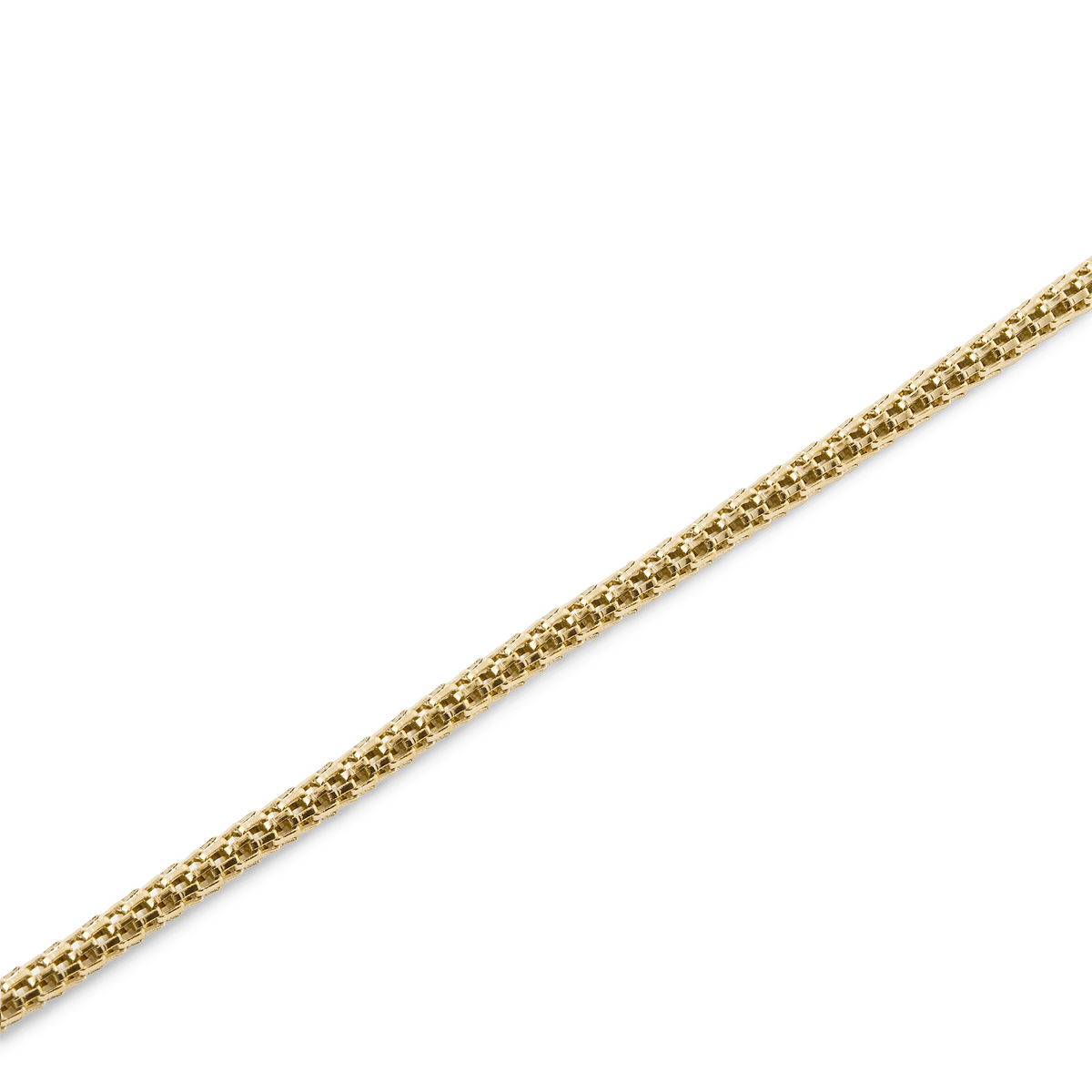 Detail of the Tide Mesh Bracelet Evergold 1.8 showing its slim 1.8 mm gold mesh chain with a delicate, refined finish.