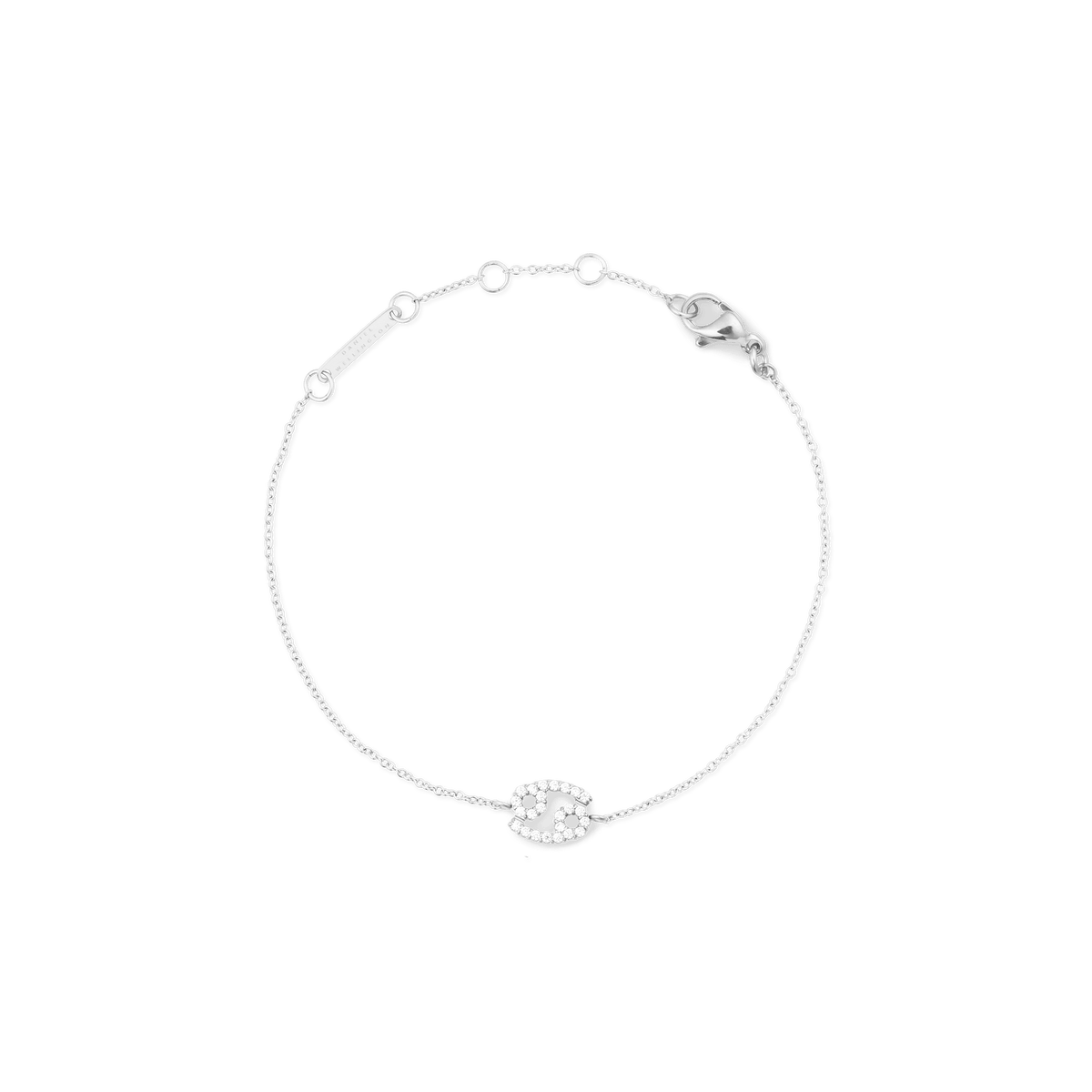 Crystal Zodiac Chain Bracelet Silver featuring a delicate adjustable chain and a sparkling cubic zirconia Cancer zodiac charm.