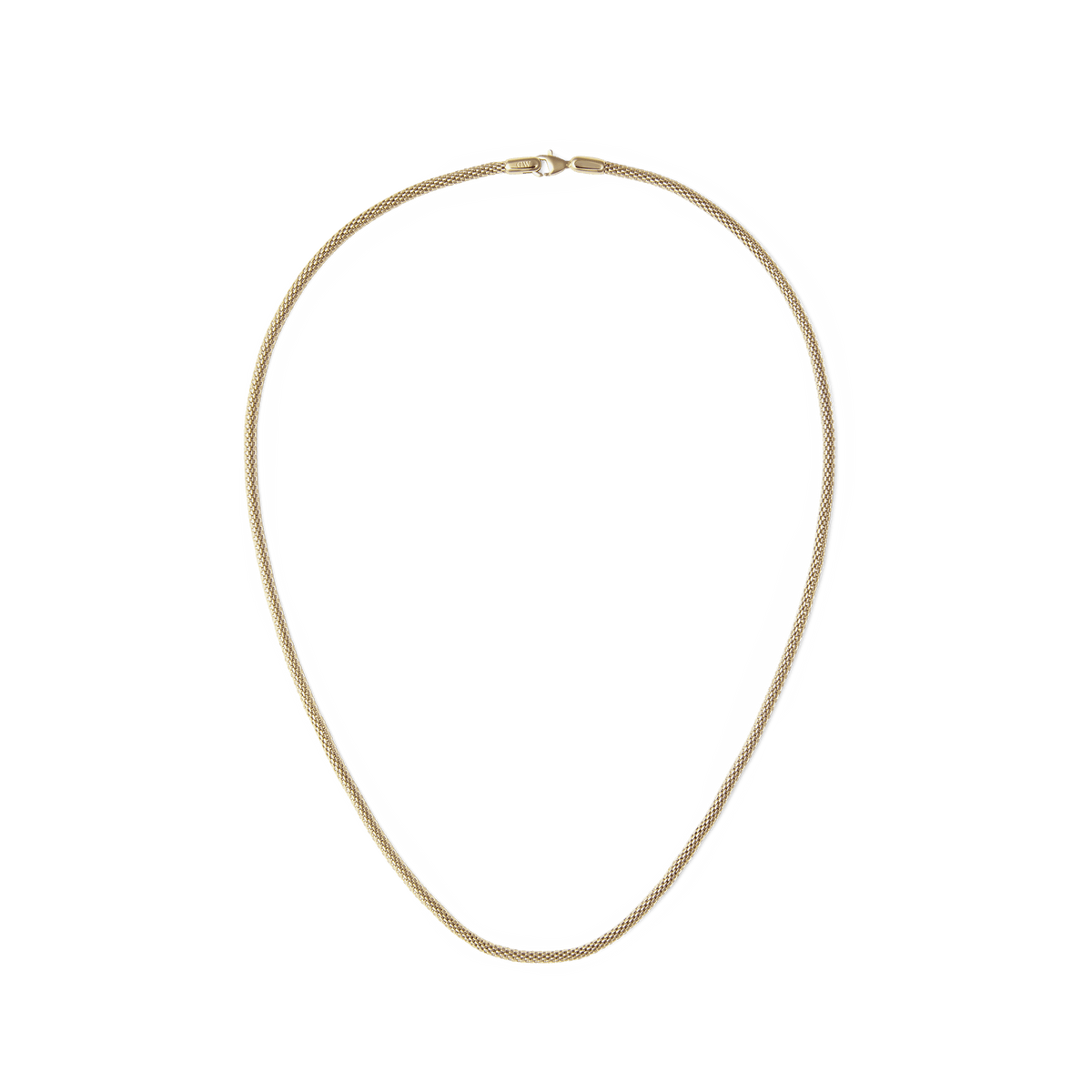 Refined gold mesh necklace with a sleek, unisex design and lobster clasp, crafted from 316L stainless steel with a polished PVD gold finish. The fine mesh chain offers a modern, elegant look suitable for both everyday wear and special occasions.