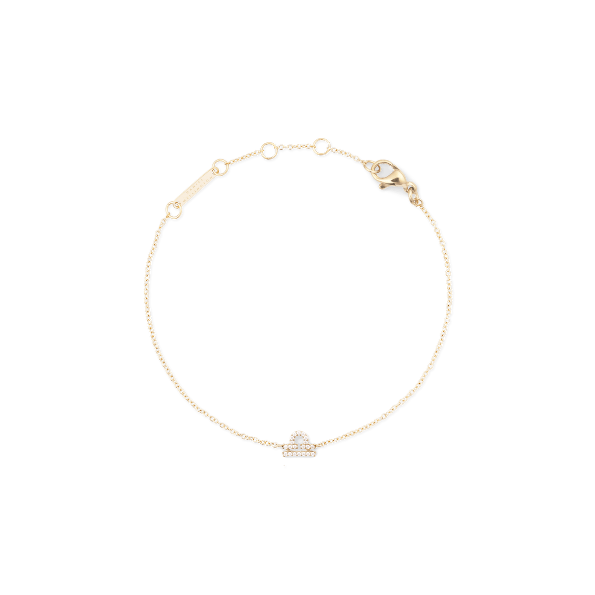 Gold Crystal Zodiac Chain Bracelet with an adjustable chain and a sparkling Libra zodiac pendant.