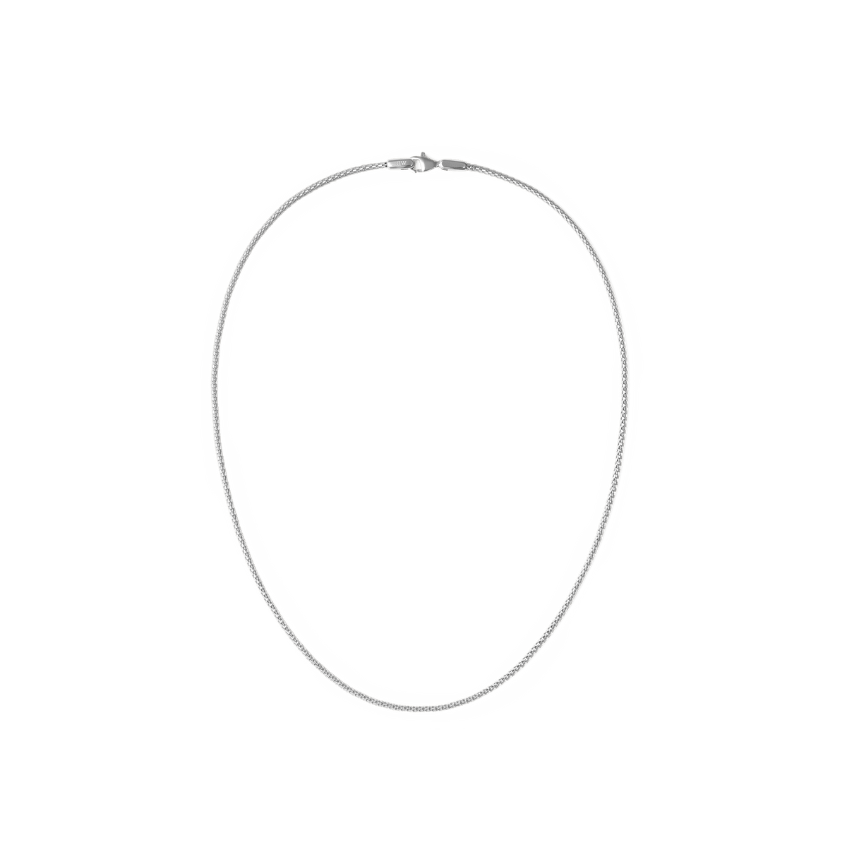 Silver mesh necklace with a fine, polished chain and a secure lobster clasp, crafted from 316L stainless steel for a sleek, minimalist look. The lightweight design and subtle shine make it a versatile accessory for both casual and formal wear.
