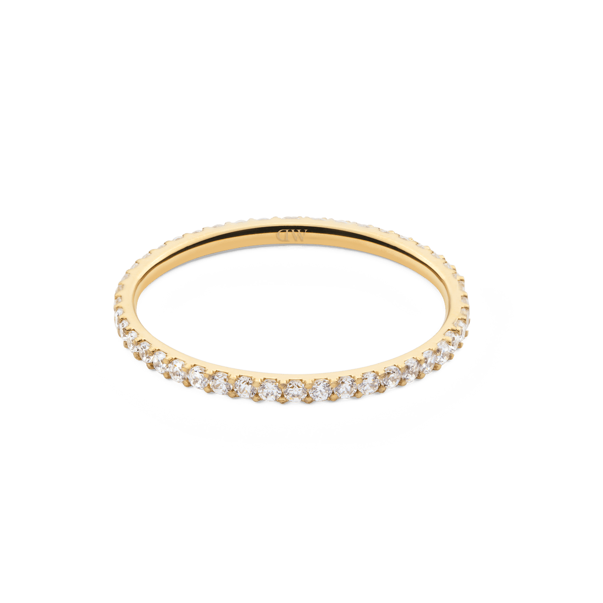 Delicate Mirelle Eternity Ring Gold 1.4 mm with a slim gold band, set with a full circle of white cubic zirconia crystals for a refined, sparkling finish.