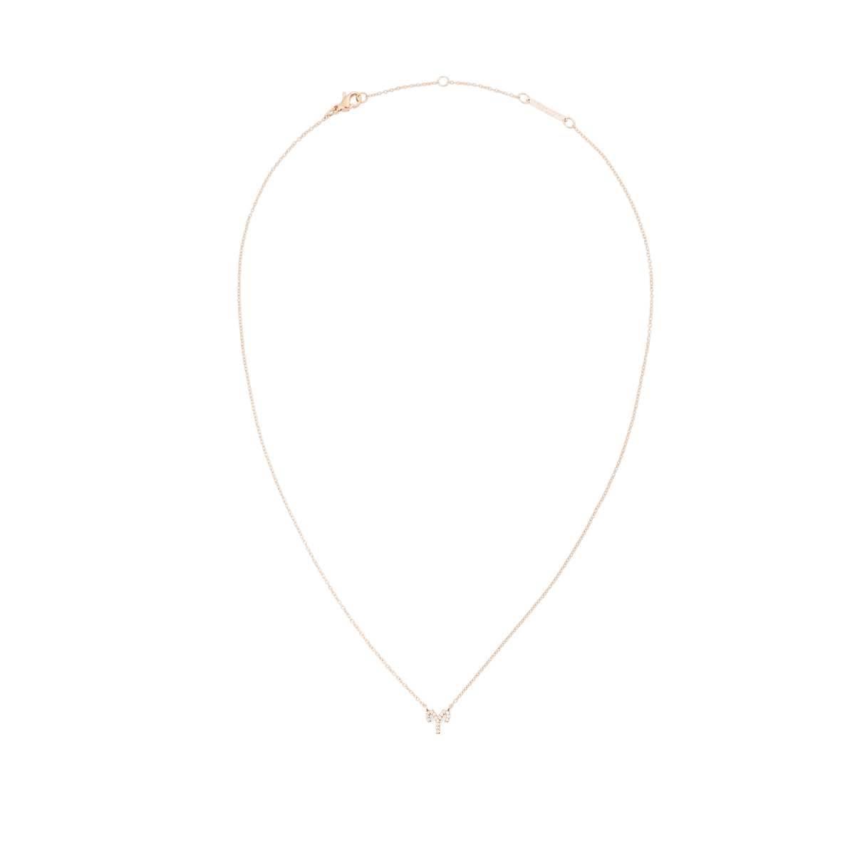 Delicate rose gold chain necklace with a crystal-set Scorpio zodiac pendant and an adjustable clasp.