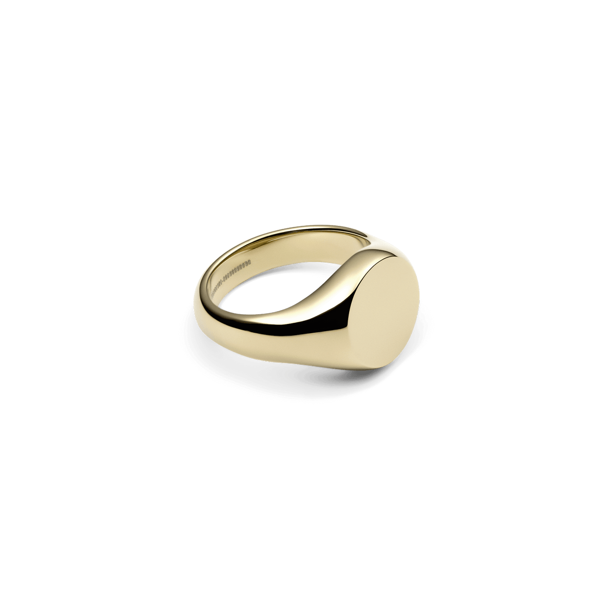 Classic gold signet ring with a smooth, round face and polished finish, crafted in stainless steel with PVD gold plating.