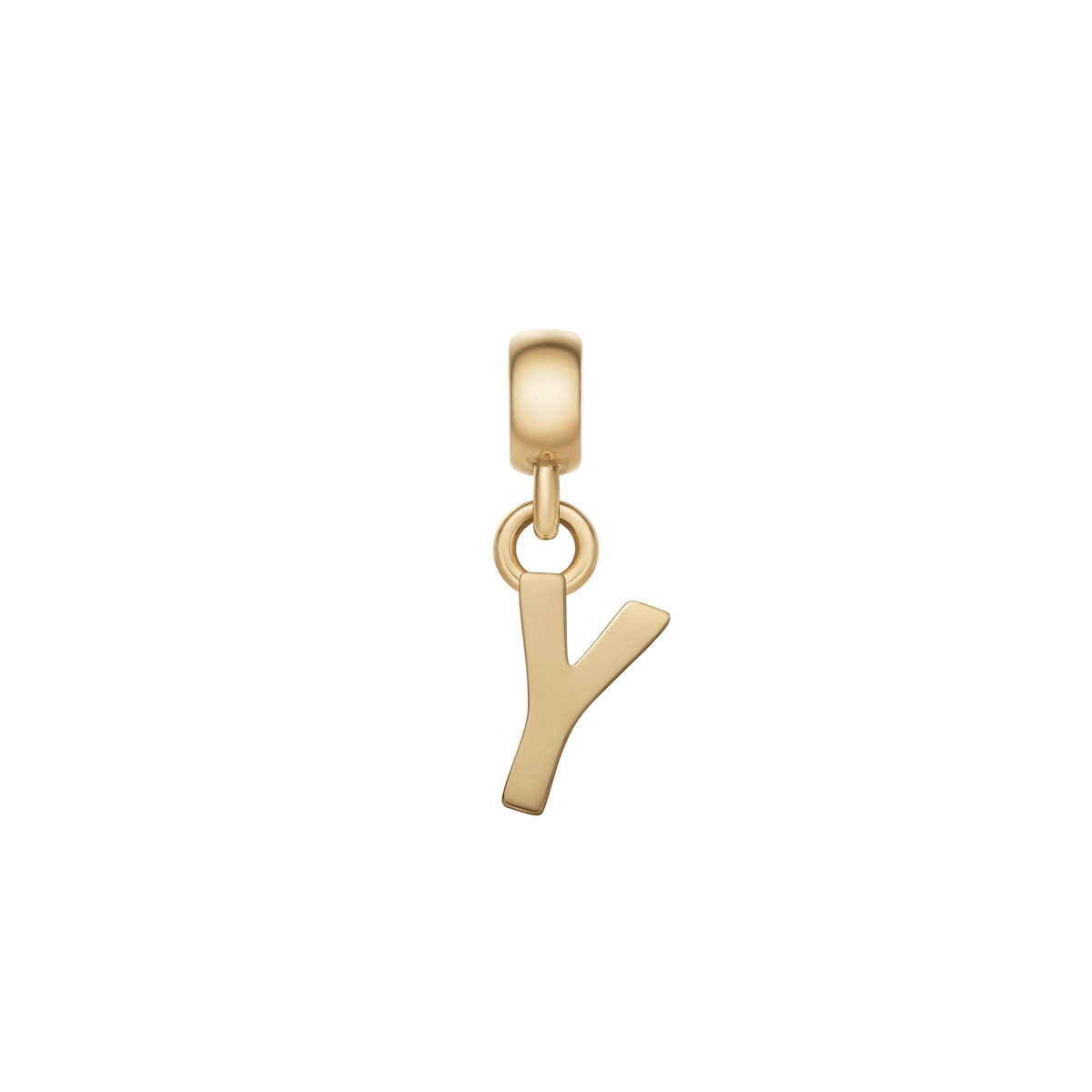 Gold letter “Y” charm with a smooth, minimalist silhouette, crafted from stainless steel with PVD gold plating and an adjustable clasp, ideal for customising bracelets or necklaces.