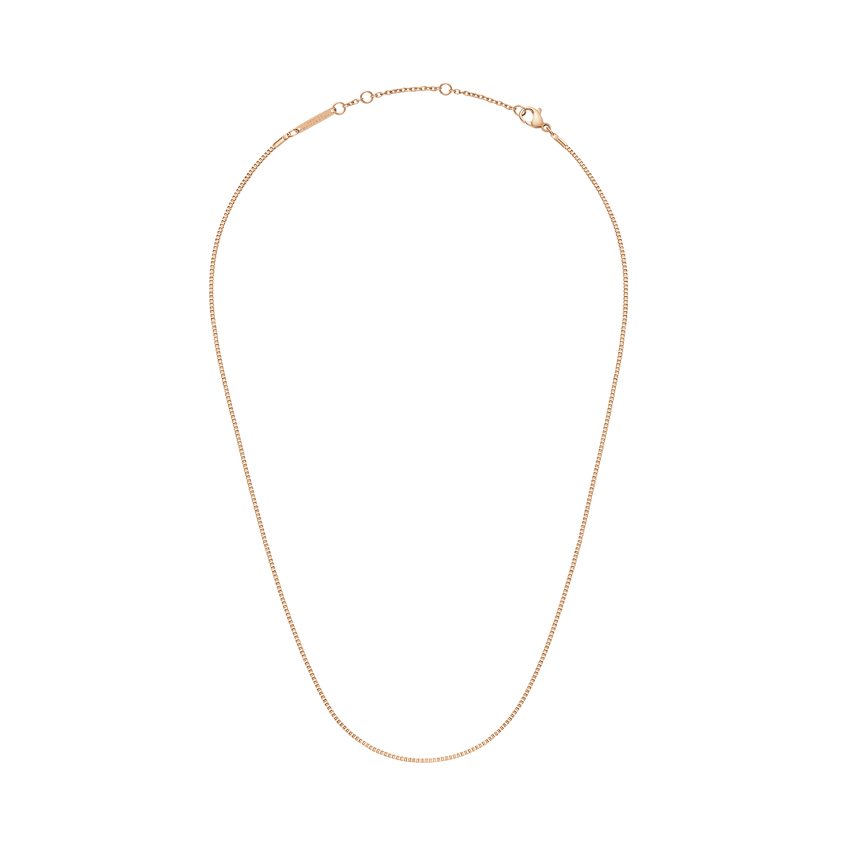Box Chain Necklace RG in rose gold, featuring a fine, minimalist box chain design with a polished finish.
