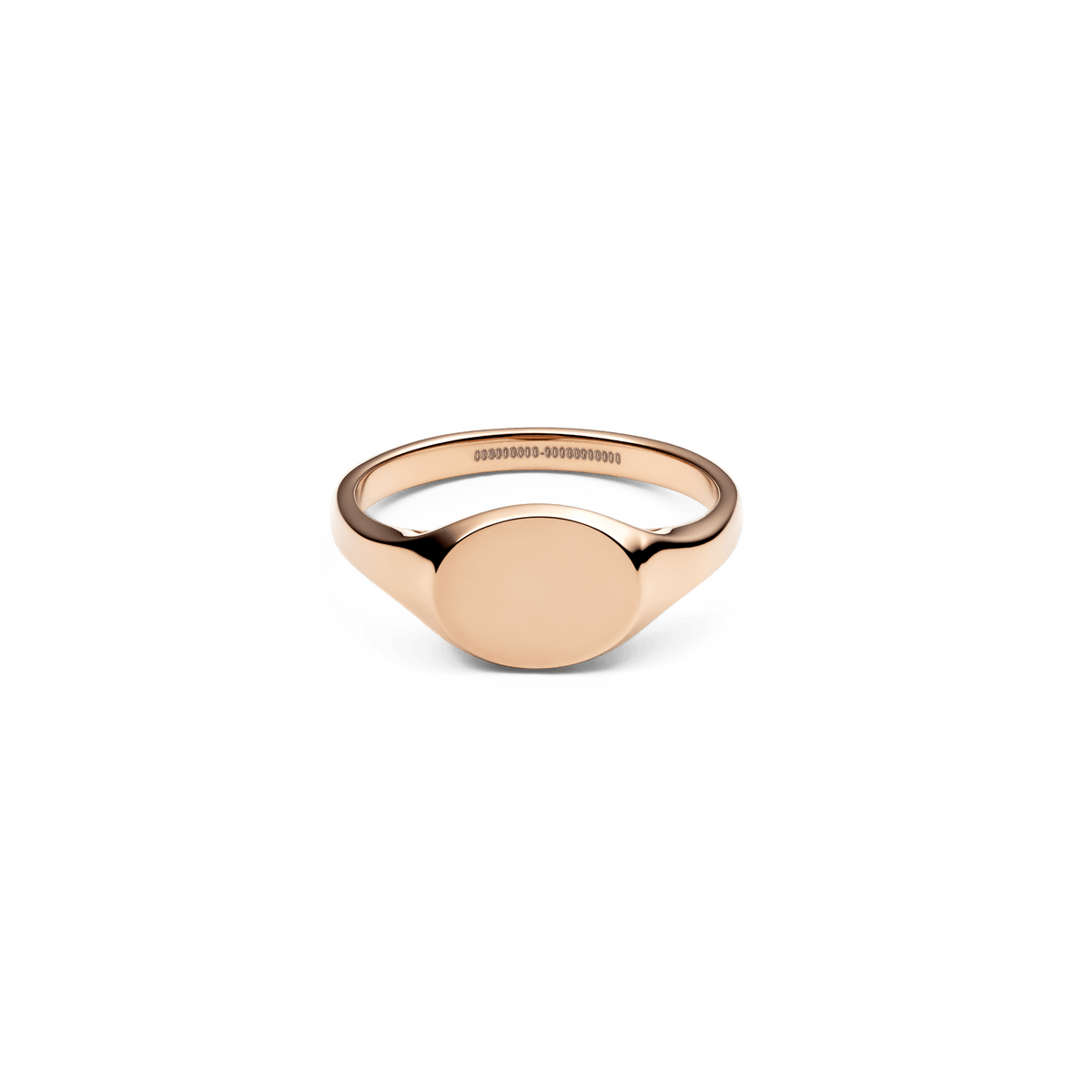 Polished rose gold mini signet ring with a smooth, flat top and minimalist design, crafted from stainless steel with a refined finish.