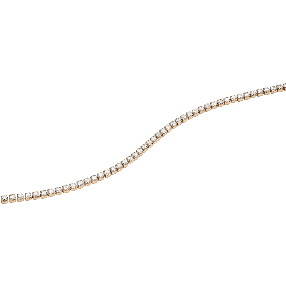 Close-up of the Classic Tennis Bracelet Rose Gold, highlighting the delicate row of sparkling cubic zirconia crystals set in a slim rose gold chain.