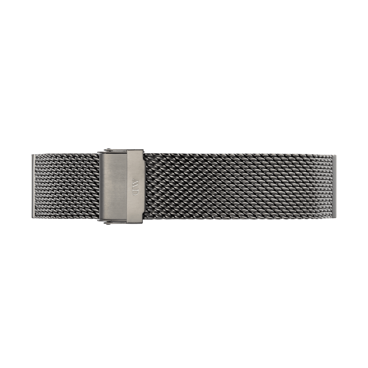 Graphite mesh watch strap in 316L stainless steel with a subtle grey PVD finish, featuring a folded clasp and fine, breathable mesh design for a comfortable and contemporary look.