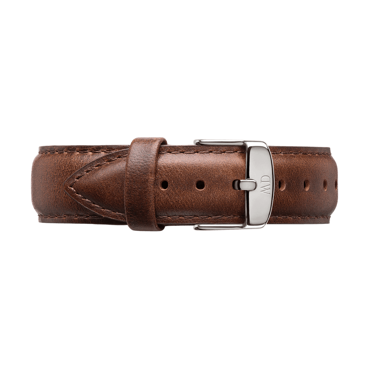 Premium Bristol Strap Silver featuring smooth dark brown leather, detailed stitching, and a polished silver buckle, ideal for Daniel Wellington watches and versatile everyday wear.