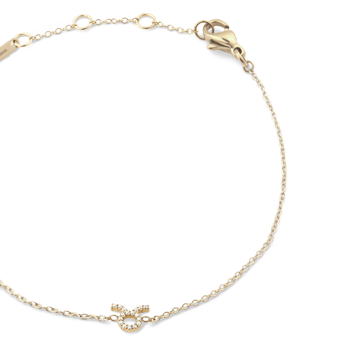 Crystal Zodiac Chain Bracelet Gold featuring a slim gold chain with an adjustable fit and a sparkling Taurus zodiac pendant.