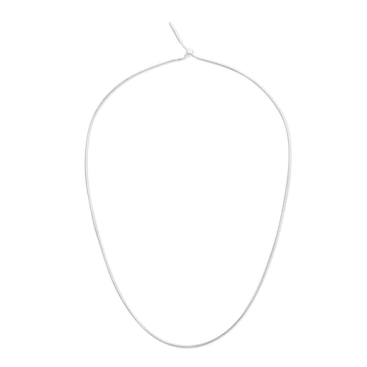 Polished S925 sterling silver snake chain necklace with an adjustable sliding clasp, designed for adding charms.