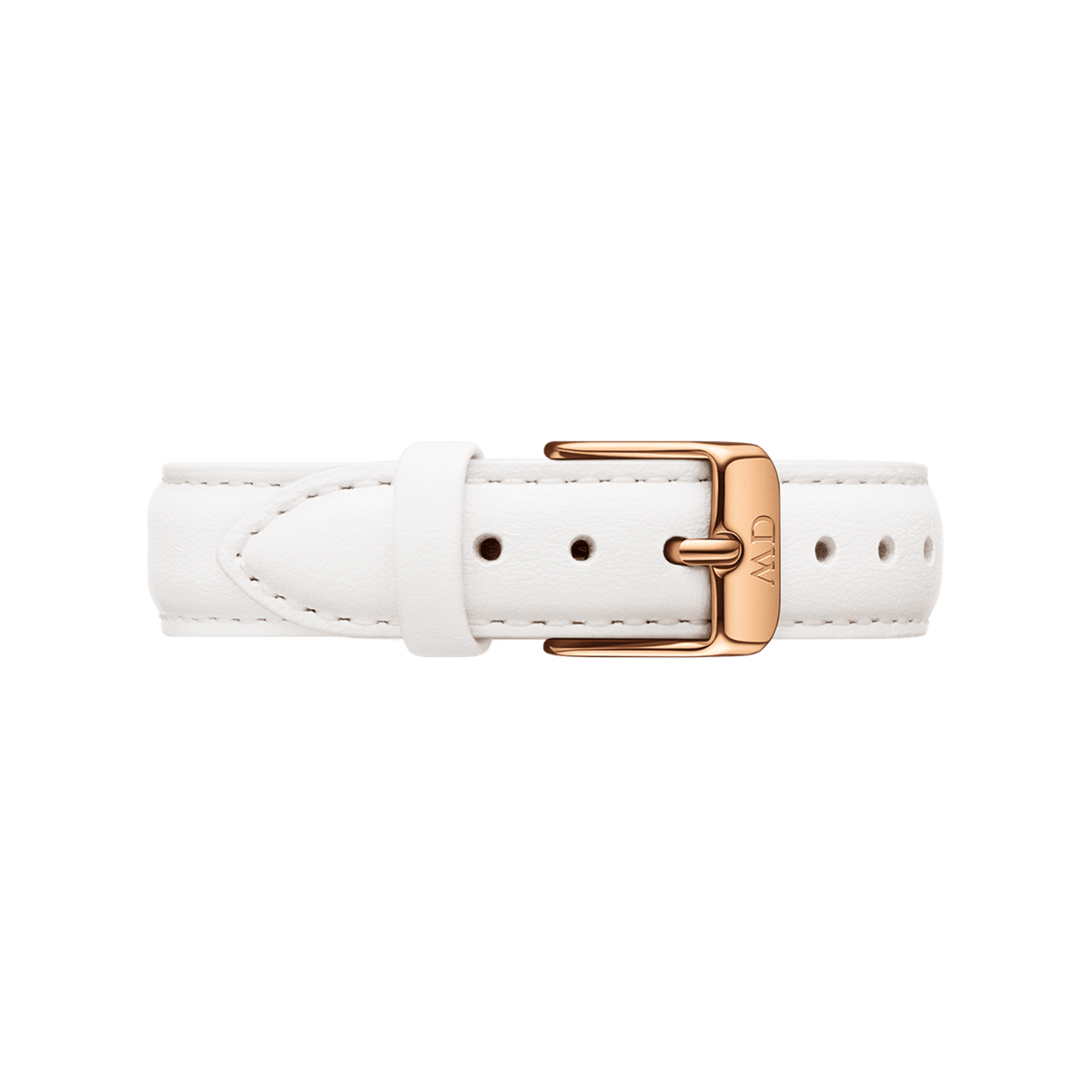 Bondi Strap Silver white leather watch strap with fine stitching and a polished rose gold buckle, offering a refined and versatile accessory for any timepiece.