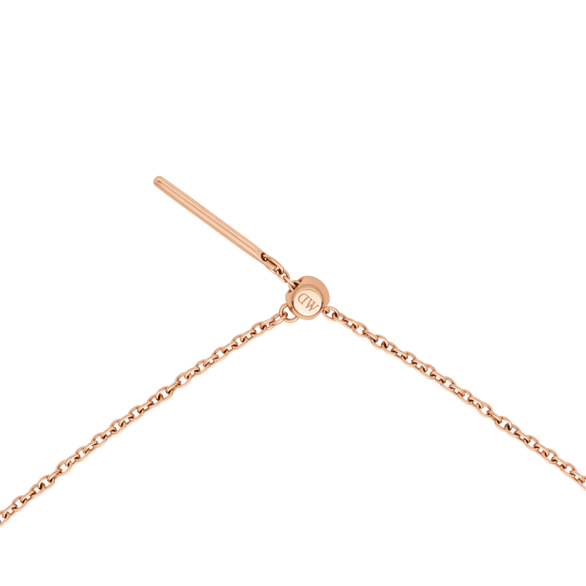 Detailed view of the Charms Chain Necklace RG showing the rose gold oval chain and signature adjustable sliding clasp for a secure, personalised fit.