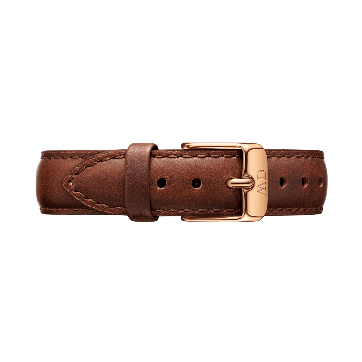 St Mawes Strap Rose Gold featuring smooth light brown genuine leather with fine stitching and a polished rose gold buckle, designed for classic watches.