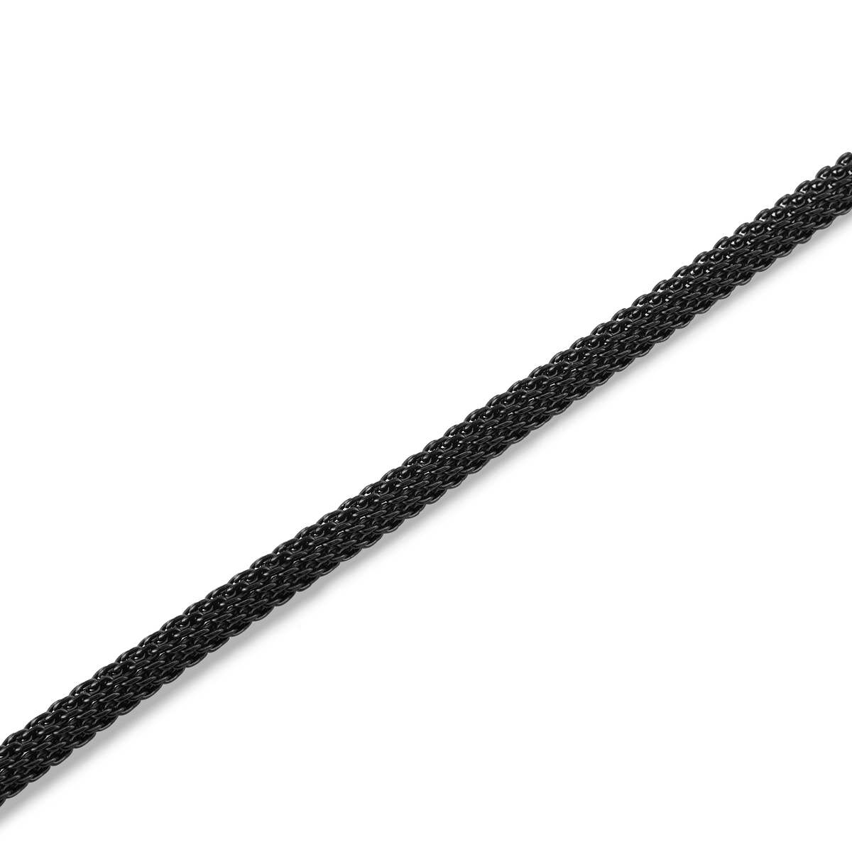 Detail view of the Tide Mesh Bracelet Ashfield 2.8 highlighting its slim, matte black stainless steel mesh and refined texture.
