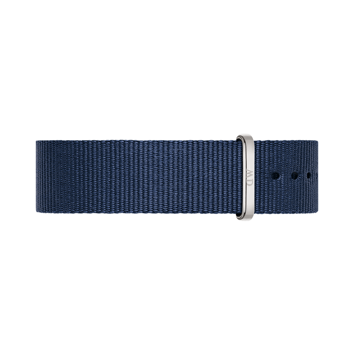 Bayswater Strap Silver in midnight blue woven polyester, featuring a sleek silver buckle and minimalist design, suitable for Daniel Wellington watches.